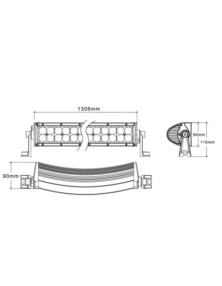 Barra de led curvada 1344mm 288 watios y doble fila