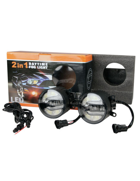 Faros antiniebla LED + luz diurna 3,5" 90mm 9-32V