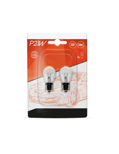 Blister de dos bombillas de 1 polo (P21w BA15S, 12 voltios)