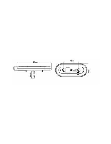 Piloto trasero oval de led universal 12 y 24 voltios, lado derecho