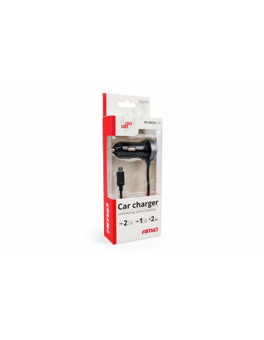 Kit cargador mechero 2xUSB + microUSB 2.4A