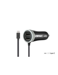 Kit cargador mechero 2xUSB + USB tipo-C 2.4A