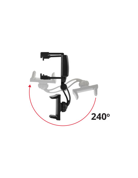 Soporte para teléfono móvil para fijación en el retrovisor del coche. Regulación ajustable de 8,90cm a 14cm de ancho.