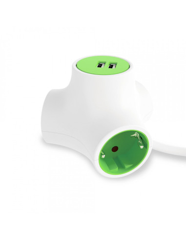 Enchufe modular combinable Molecule ATZ automotive en AutoAcc.es - Accesorios para Automoción: 3 tomas de corriente, 2 puertos U