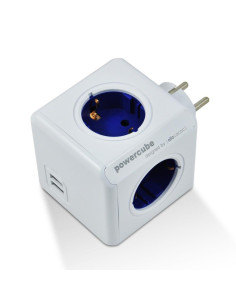 Enchufe Modular ALLOCACOC Azul: Eficiencia Eléctrica con 4 Tomas de Corriente y 2 Puertos USB en AutoAcc.es