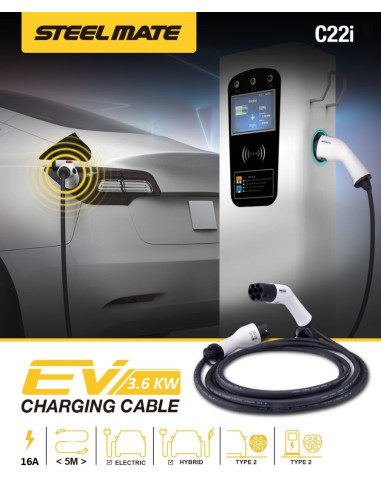 ? Cable para cargar coches eléctricos, tipo 2, monofósico, 16A/250V, 3.6kW ✅