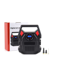 Compresor de aire 12V para coche con manómetro digital y linterna led, con presión máxima de 10 bar (150 PSI).