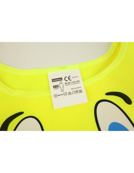 Chaleco reflectante amarillo con dibujo para niños, con homologación europea