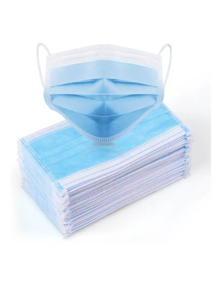 Caja de 50 mascarillas quirúrgicas desechables homologadas. Filtro de 3 capas. Válidas como protección contra COVID-19