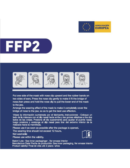 Mascarilla de protección FFP2 (EN149:2001+A1:2009), homologación europea CE