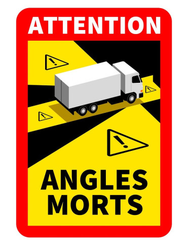 Pegatina "Attention Angle Mort" para ángulos muertos de camión (normativa de Francia)