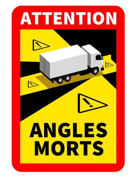 Pegatina "Attention Angle Mort" para ángulos muertos de camión (normativa de Francia)
