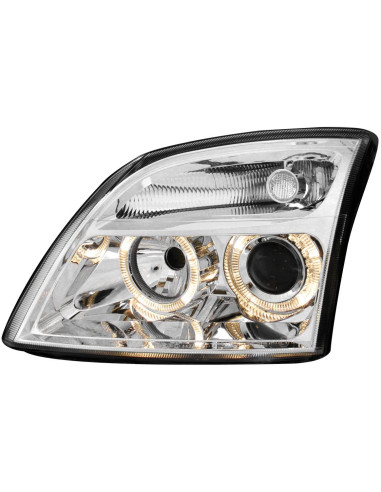 ? Dectane SWO12D - Juego delantero de faros cromados con ojos de ángel para el Opel Vectra C (2002 a 2004)