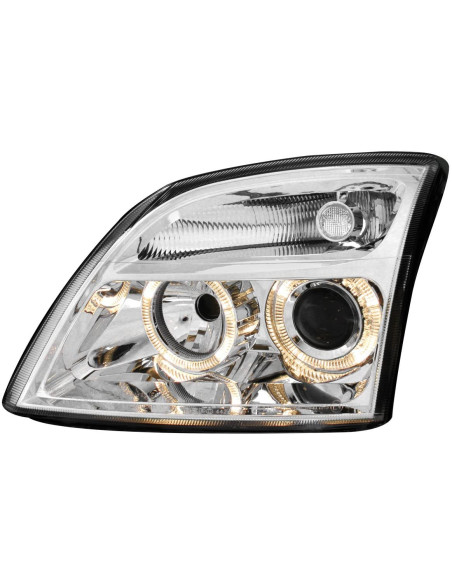 ? Dectane SWO12D - Juego delantero de faros cromados con ojos de ángel para el Opel Vectra C (2002 a 2004)
