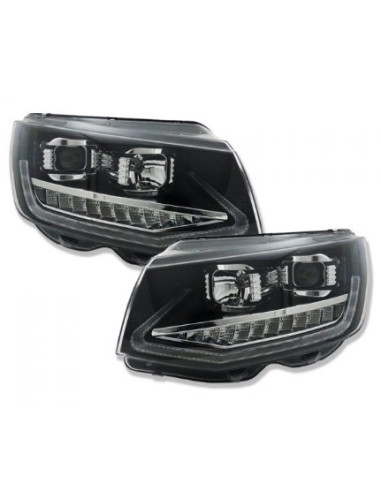 Faros delanteros con luz diurna LED VW T6 2015-19 (negros) con intermitente dinámico