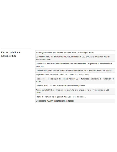 ? Kenwood KMM-BT209 - Auto Radio 1DIN con Bluetooth, USB y Spotify