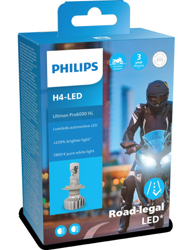 ? Philips 11342U6000X1 - Kit de conversión a led homologado Ultinon Pro600 H4-LED (Kit para MOTO)
