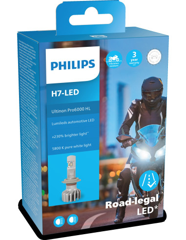 ? Philips 11972U6000X1 - Kit de conversión a led homologado Ultinon Pro6000 H7-LED (Kit para MOTO)