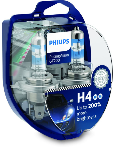 Philips - RacingVision GT200 H4 +200% (estuche 2 bombillas H4)