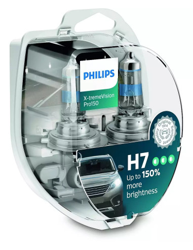 Philips X-tremeVision Pro150 H7 bombilla faros delanteros +150%, Halógena (estuche dos bombillas)
