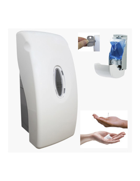 Jabonera soporte con válvula con llave antihurto (blanco, 800 ml.)